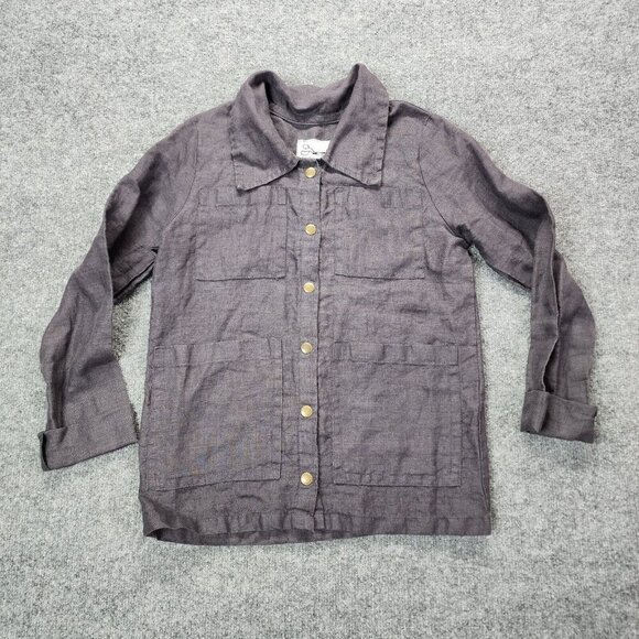 Conscious Clothing 100% Linen Snap Button Jacket Sustainable Made In Michigan XS - Picture 1 of 14